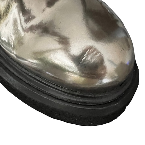Marsèll Boots Women’s SZ 7.5 Zuccone Chelsea Silver Metallic Leather Mid-Calf - Picture 5 of 10